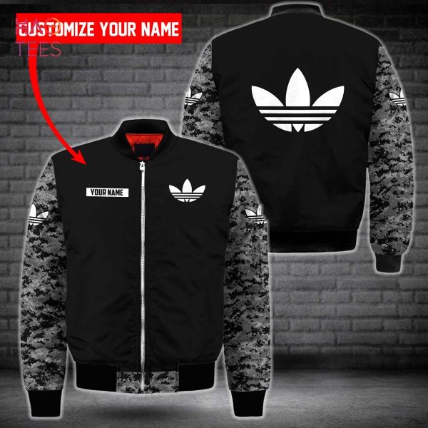 NEW Adidas Black Army Camouflage Luxury Brand Bomber Jacket POD Design
