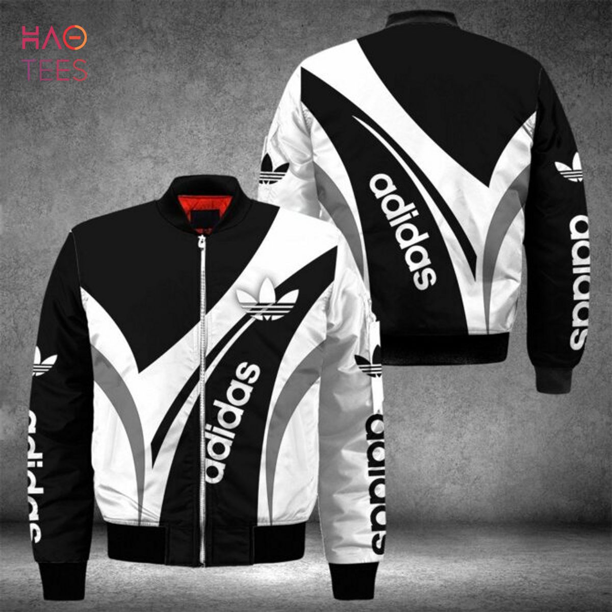 NEW Adidas Luxury Brand White Black Grey Bomber Jacket Limited Edition Luxury Store