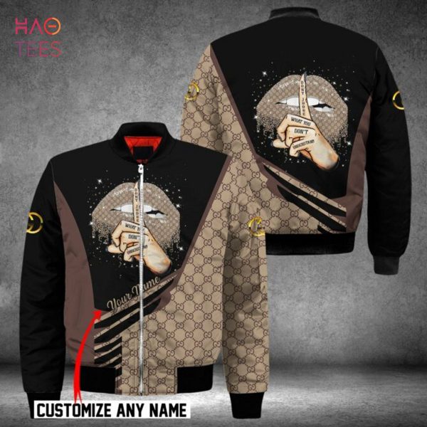 NEW Gucci Luxury Brand Black Brown Bomber Jacket POD Design