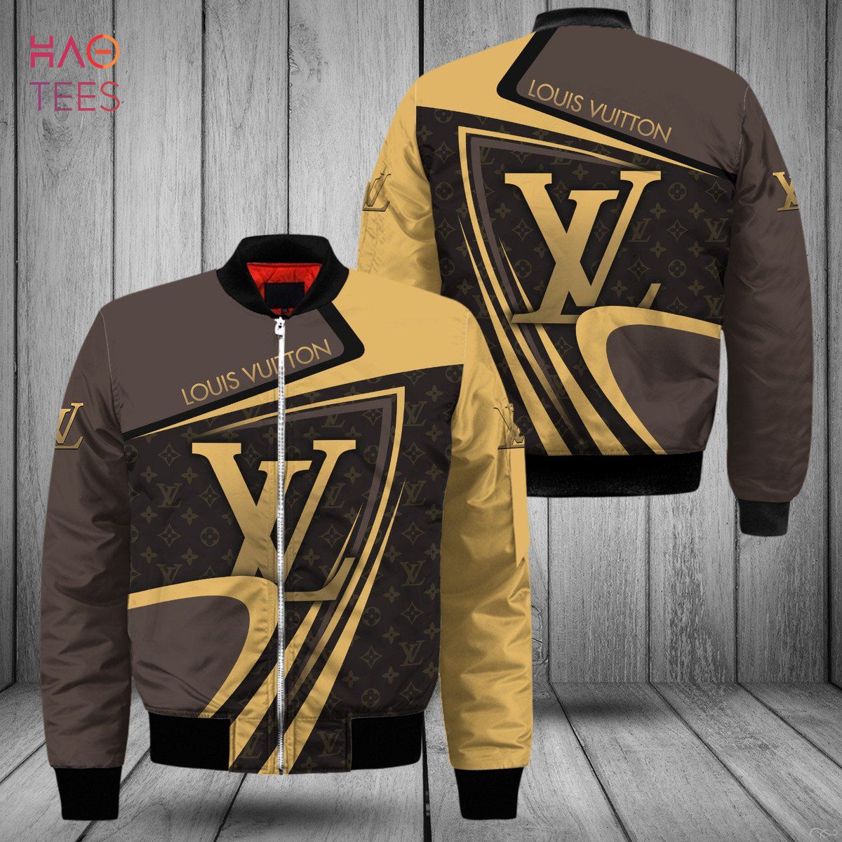NEW Louis Vuitton Gold Black Brown Luxury Brand Bomber Jacket Limited Edition