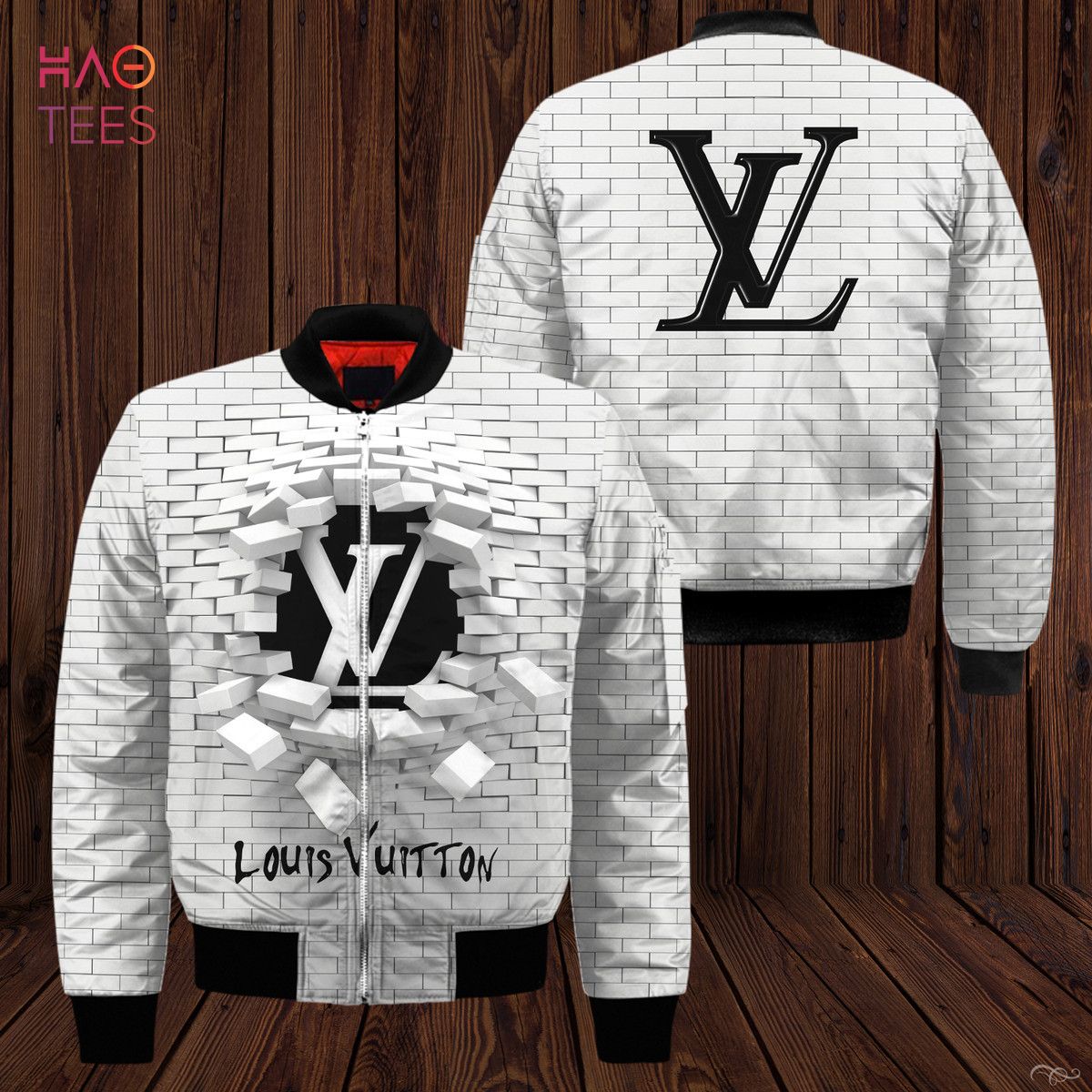 NEW Louis Vuitton Luxury Brand Full White Color Bomber Jacket POD Design