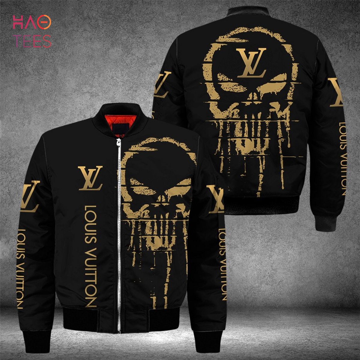 NEW Louis Vuitton Luxury Brand Gold Skull 3D Design Bomber Jacket Limited Edition
