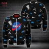 NEW Nike Luxury Brand Full Black Mix White Logo Bomber Jacket Limited Edition