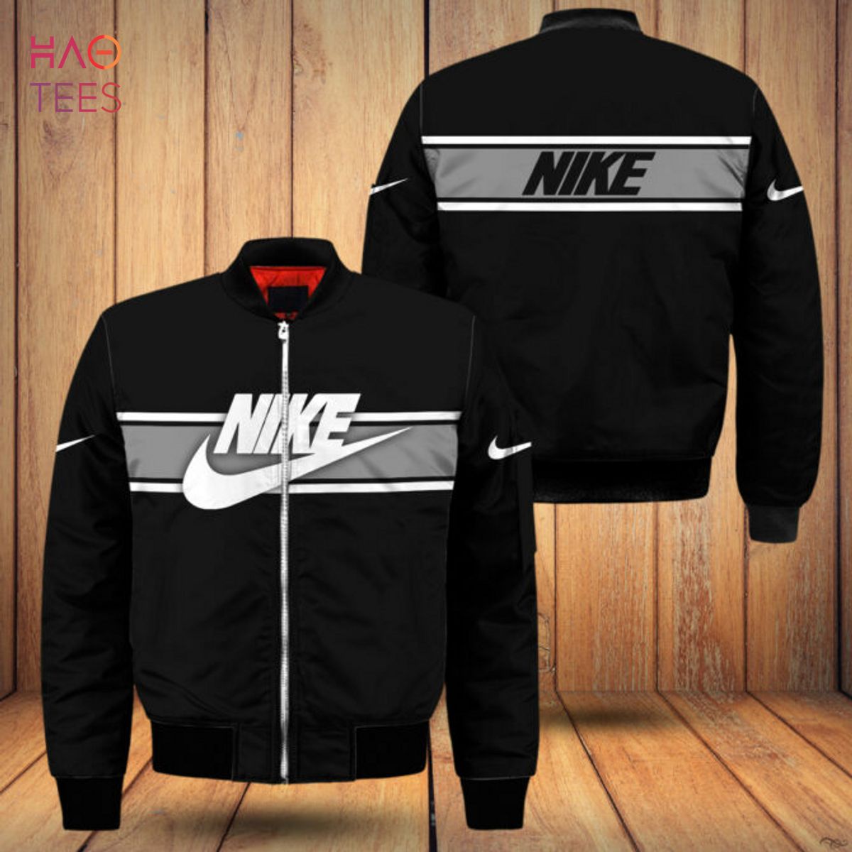 NEW Nike Luxury Brand Full Black Mix White Logo Bomber Jacket Limited Edition Luxury Store