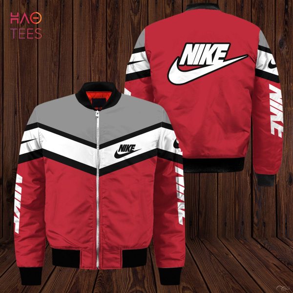 NEW Nike Luxury Brand Grey Red White Bomber Jacket Limited Edition