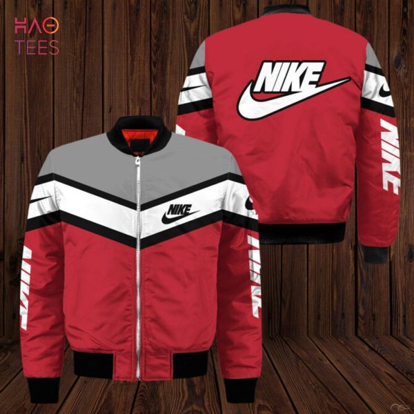 NEW Nike Luxury Brand Grey Red White Bomber Jacket Limited Edition