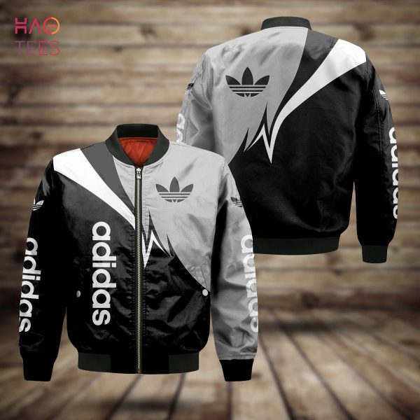 THE BEST Adidas Luxury Brand Grey Mix Black Bomber Jacket Limited Edition