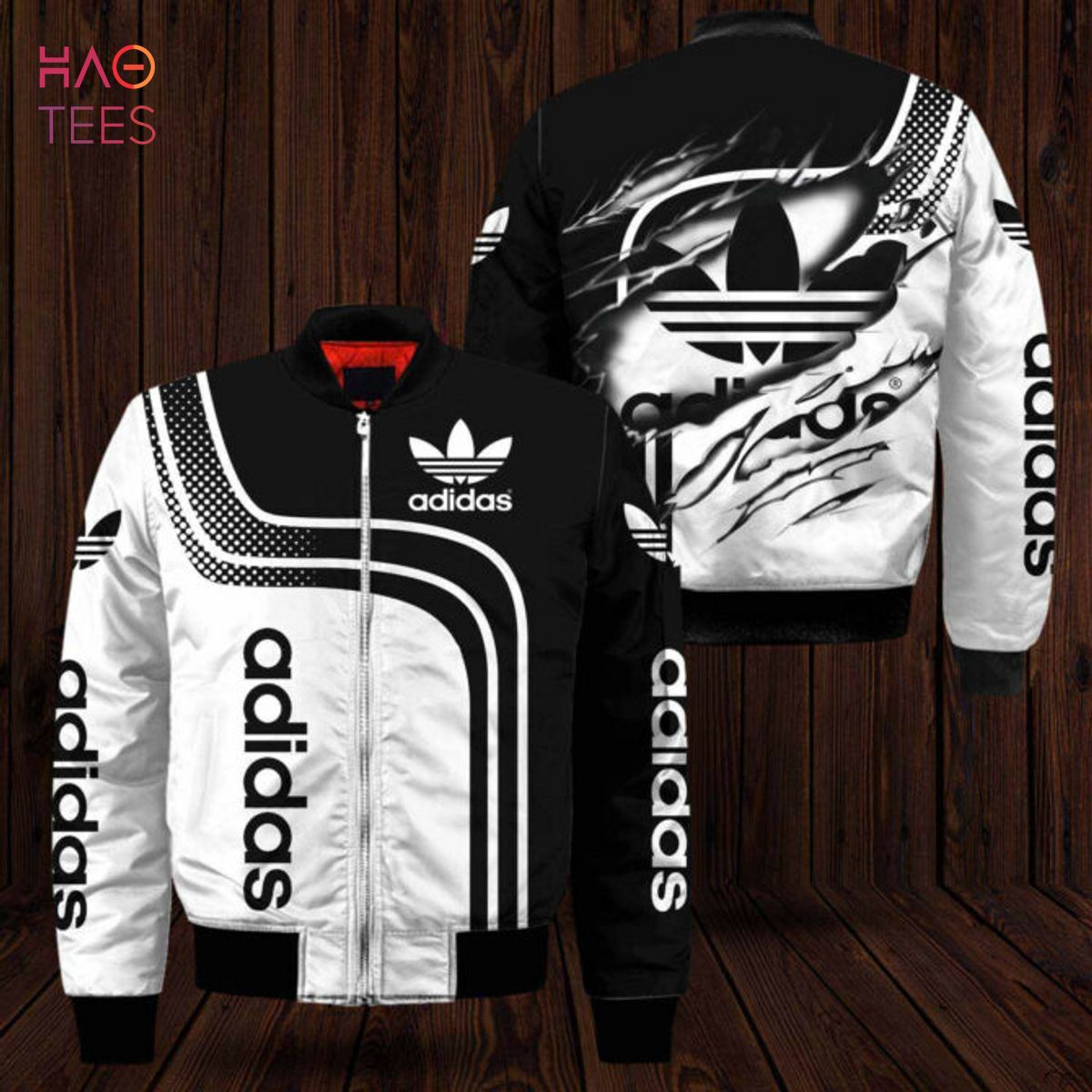 THE BEST Adidas Luxury Brand Printing 3D Black White Bomber Jacket Limited Edition