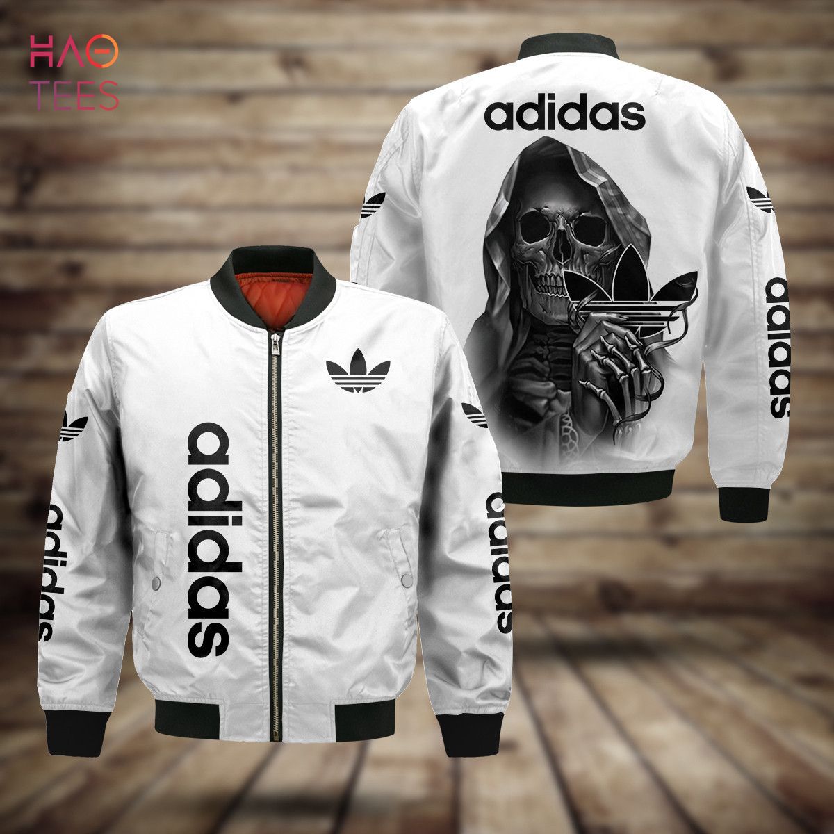 THE BEST Adidas Skull Printing 3D Luxury Brand Bomber Jacket POD Design