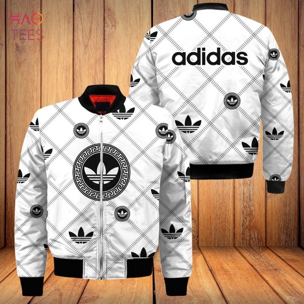 THE BEST Adidas White Mix Flower Stripe Luxury Brand Bomber Jacket Limited Edition