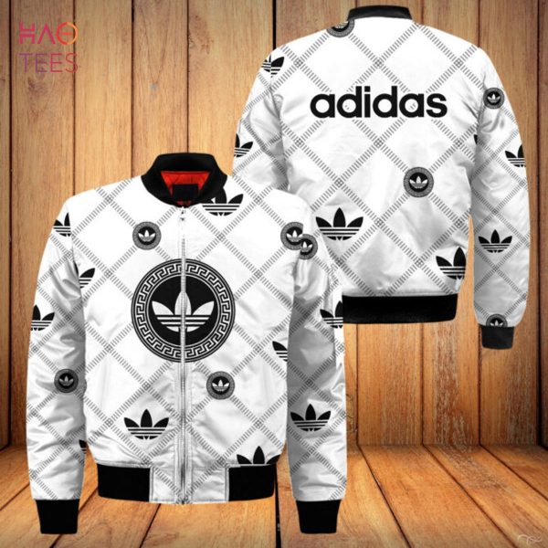 THE BEST Adidas White Mix Flower Stripe Luxury Brand Bomber Jacket Limited Edition