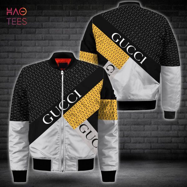 THE BEST Gucci Luxury Brand Grey Black Gold Bomber Jacket Limited Edition