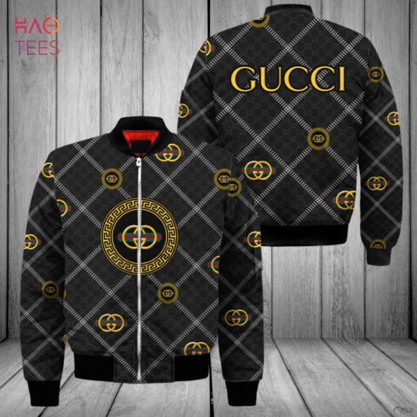 THE BEST Gucci Luxury Brand Square Pattern Bomber Jacket POD Design