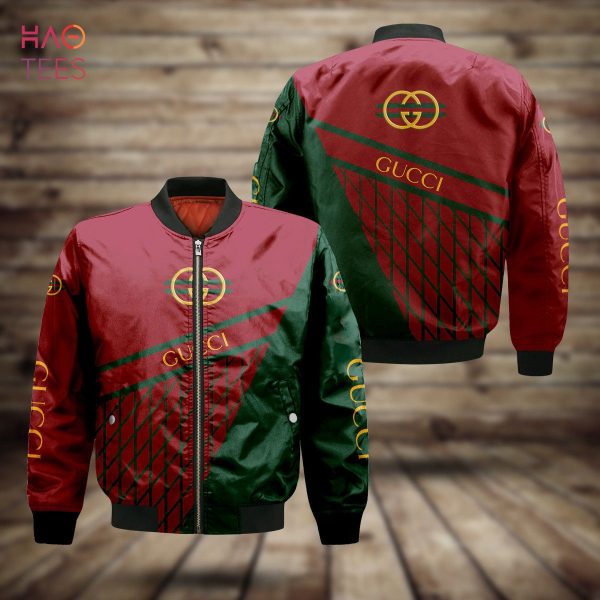 THE BEST Gucci Red Mix Green Luxury Brand Bomber Jacket Limited Edition