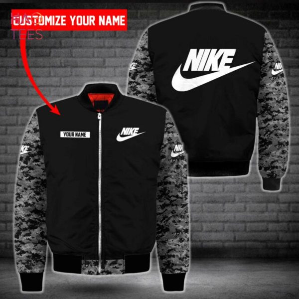 THE BEST Nike Luxury Brand Black Army Camouflage Bomber Jacket Limited Edition