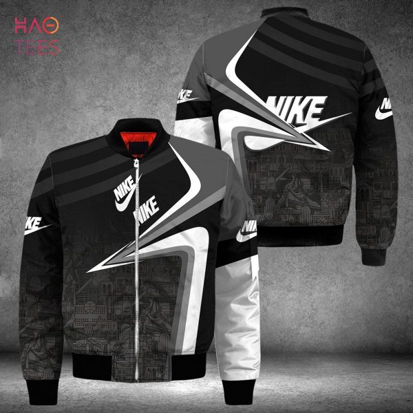 THE BEST Nike Luxury Brand Ombre Black Color Bomber Jacket POD Design