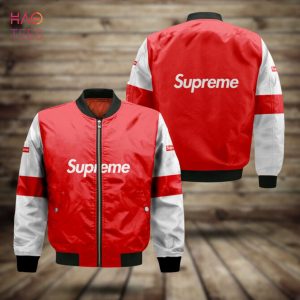 THE BEST Supreme Luxury Brand Basic Color Red White Bomber Jacket Limited Edition