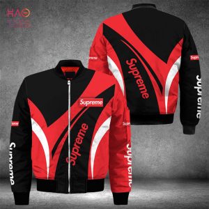 THE BEST Supreme Luxury Brand Red Mix Black Bomber Jacket Limited Edition THE BEST Supreme Luxury Brand Red Mix Black Bomber Jacket Limited Edition