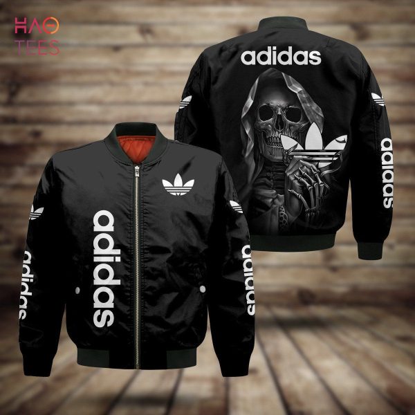 TRENDDING Adidas Full Black Mix Skull 3D Luxury Brand Bomber Jacket POD Design