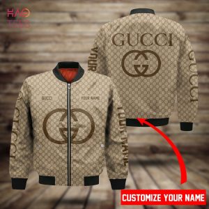 TRENDDING Gucci Luxury Brand Full Light Brown Color Bomber Jacket Limited Edition TRENDDING Gucci Luxury Brand Full Light Brown Color Bomber Jacket Limited Edition