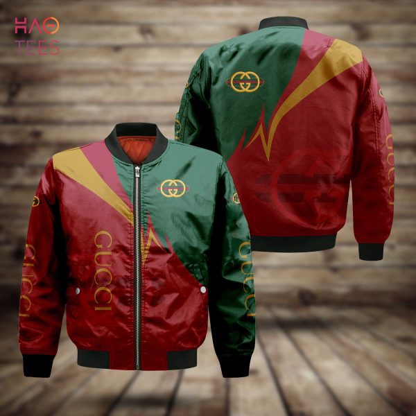 TRENDDING Gucci Luxury Brand Red Mix Green Bomber Jacket Limited Edition