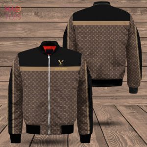 NEW Louis Vuitton Luxury Brand Black Mix Gold Bomber Jacket Limited Edition