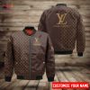 TRENDDING Louis Vuitton Luxury Brand Black Mix Brown Bomber Jacket Limited Edition