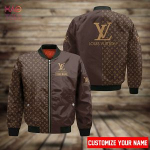 TRENDDING Louis Vuitton Luxury Brand Full Brown Color Bomber Jacket All Over Printed