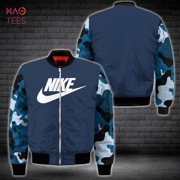 TRENDDING Nike Luxury Brand Blue Army Camouflage Bomber Jacket Limited Edition