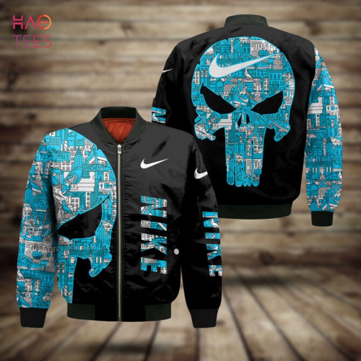 TRENDDING Nike Luxury Brand Blue Skull 3D Design Bomber Jacket Limited Edition Luxury Store