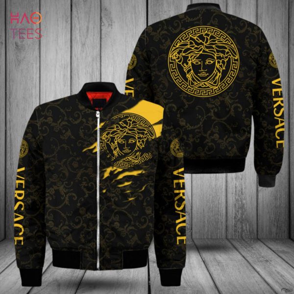 TRENDDING Versace Luxury Brand Big Gold Logo Bomber Jacket POD Design