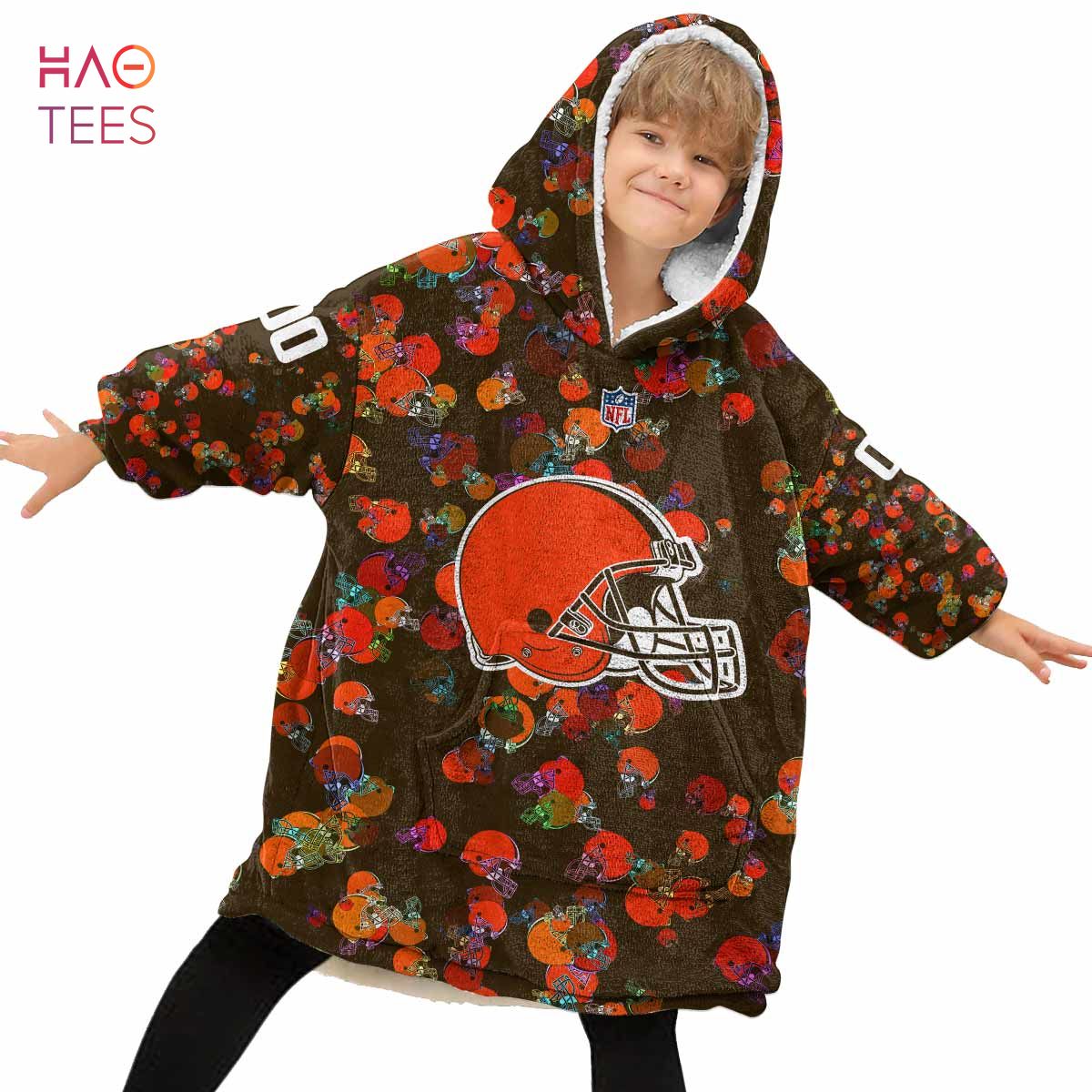 NFL Halloween Horror Movie Cleveland Browns Fleece Hoodie Blanket •  Kybershop