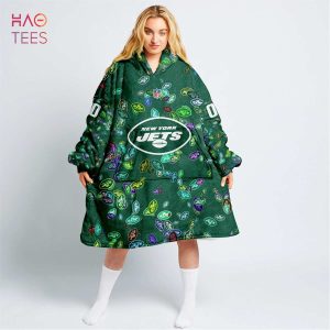 Personalized NFL Skull New York Jets Sherpa Hoodie Blanket