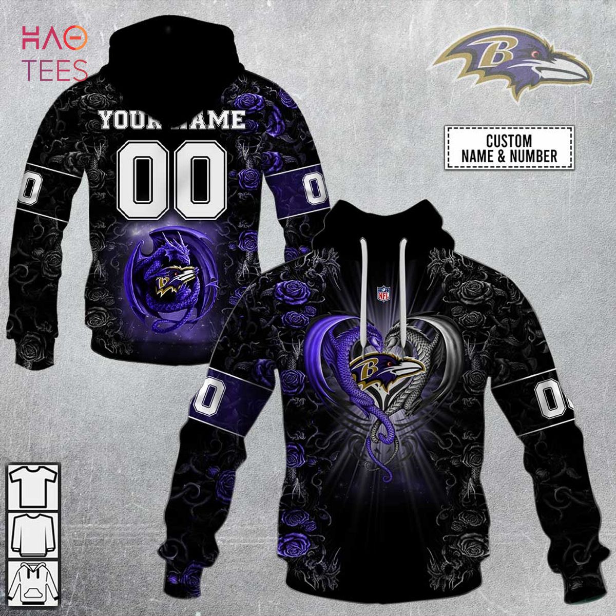 BEST Personalized NFL Rose Dragon Baltimore Ravens Hoodie