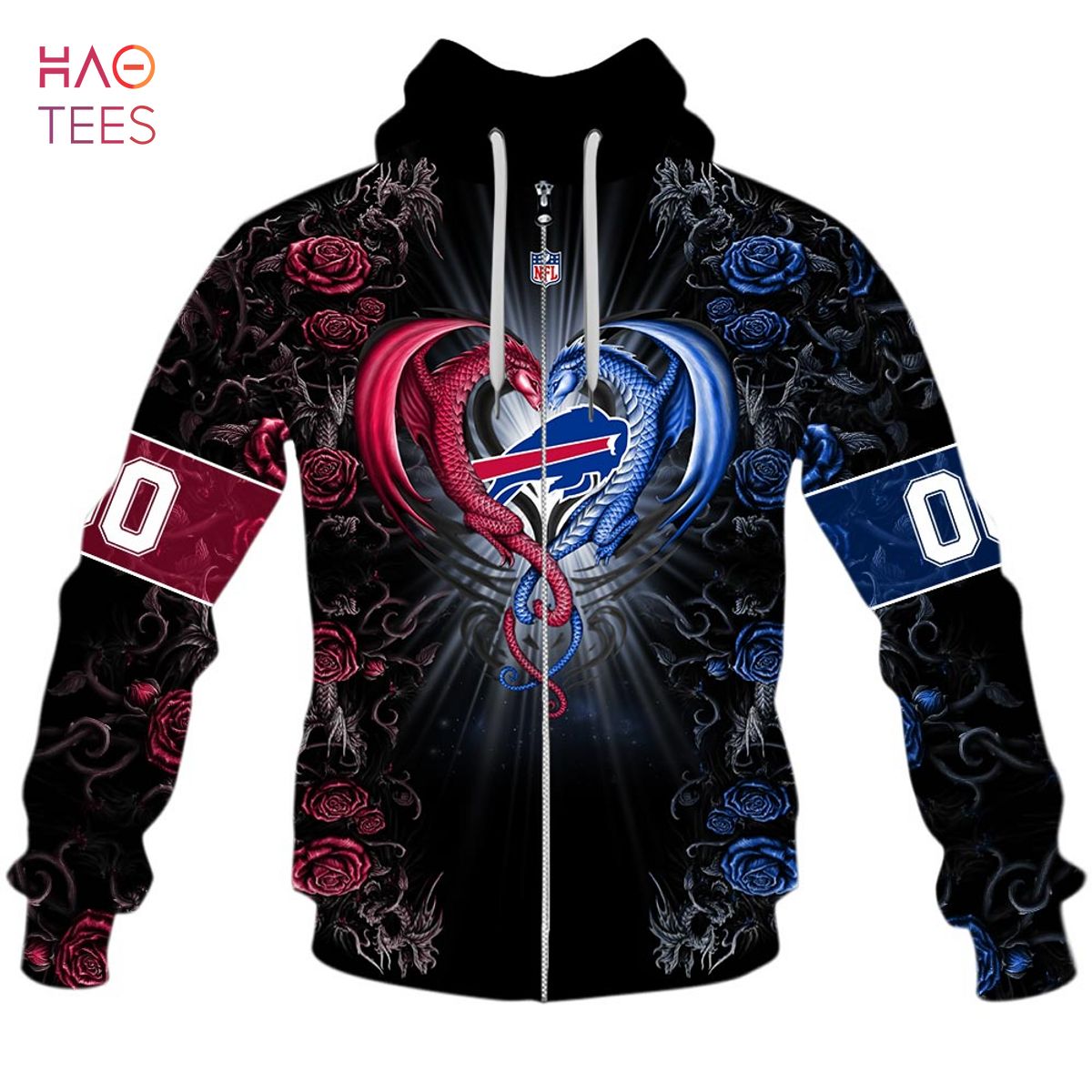 BEST Personalized NFL Rose Dragon Buffalo Bills Hoodie BEST Personalized NFL Rose Dragon Buffalo Bills Hoodie