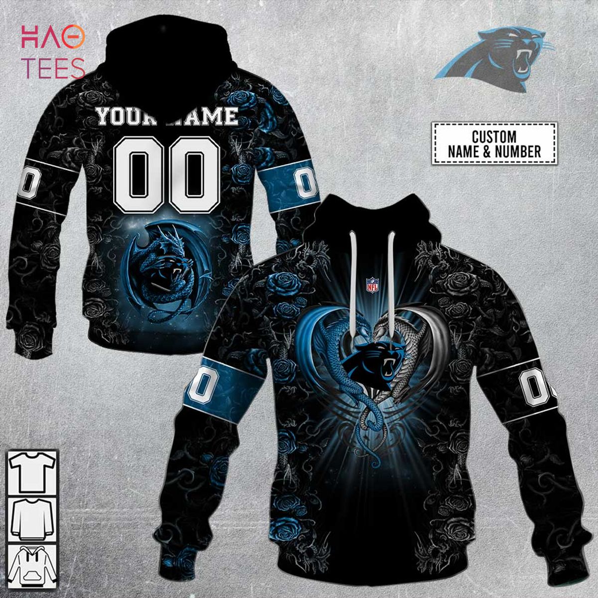 BEST Personalized NFL Rose Dragon Carolina Panthers Hoodie