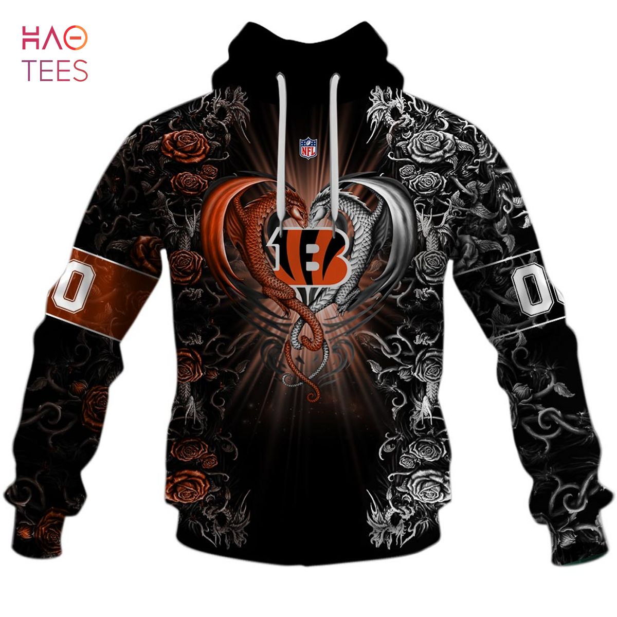 BEST Personalized NFL Rose Dragon Cincinnati Bengals Hoodie BEST Personalized NFL Rose Dragon Cincinnati Bengals Hoodie