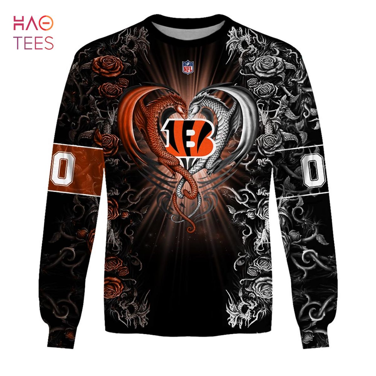 BEST Personalized NFL Rose Dragon Cincinnati Bengals Hoodie BEST Personalized NFL Rose Dragon Cincinnati Bengals Hoodie