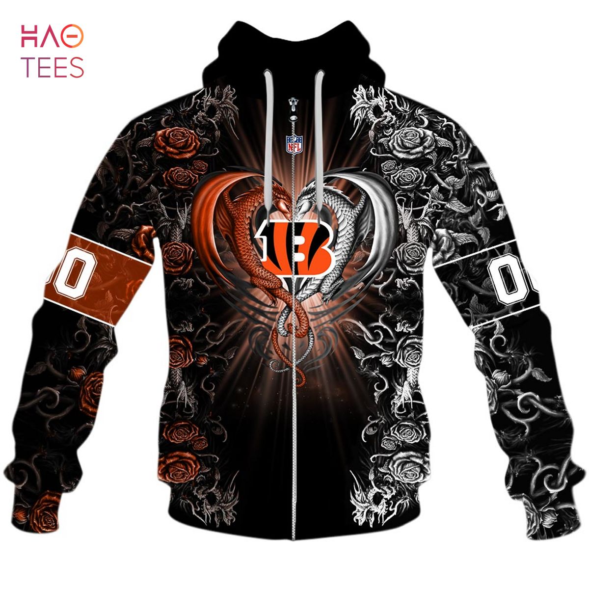 BEST Personalized NFL Rose Dragon Cincinnati Bengals Hoodie BEST Personalized NFL Rose Dragon Cincinnati Bengals Hoodie