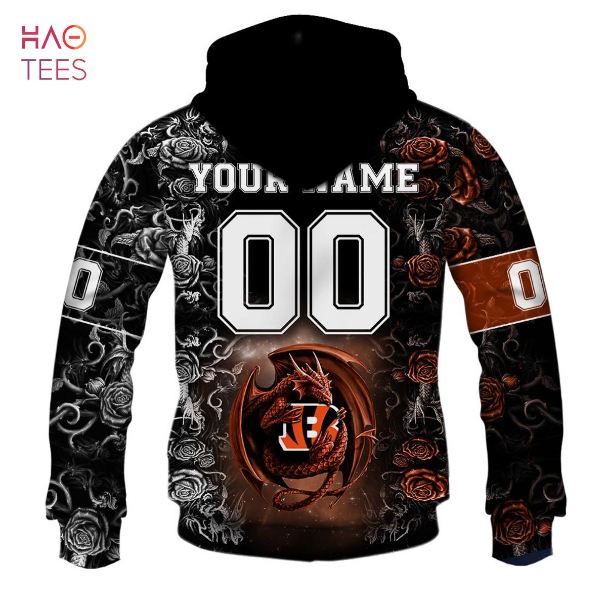 BEST Personalized NFL Rose Dragon Cincinnati Bengals Hoodie BEST Personalized NFL Rose Dragon Cincinnati Bengals Hoodie