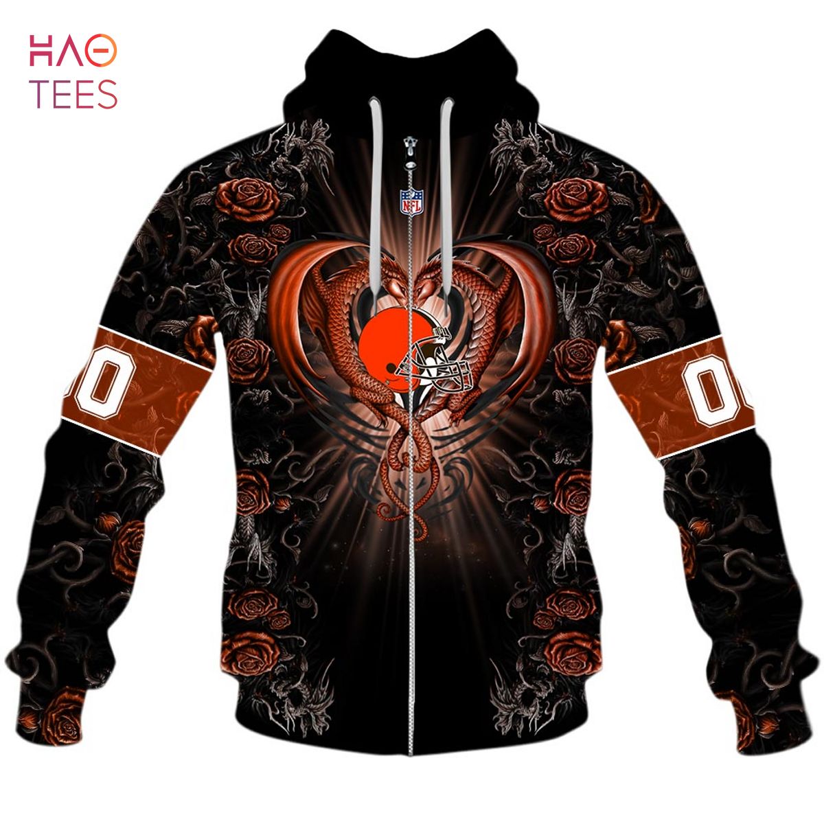 BEST Personalized NFL Rose Dragon Cleveland Browns Hoodie BEST Personalized NFL Rose Dragon Cleveland Browns Hoodie