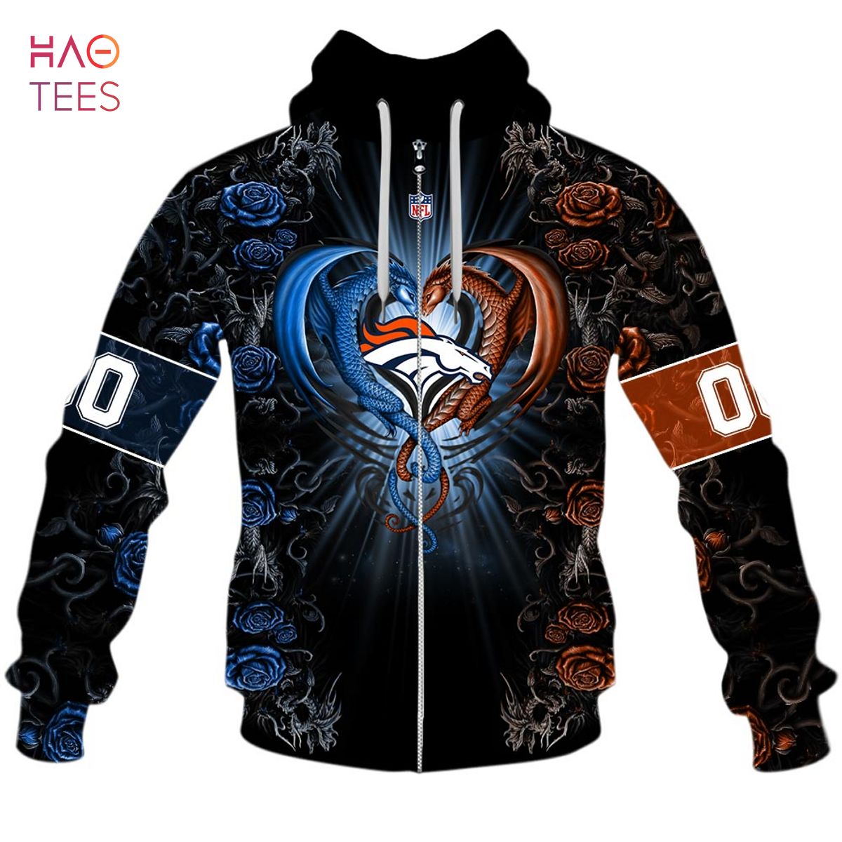 BEST Personalized NFL Rose Dragon Denver Broncos Hoodie