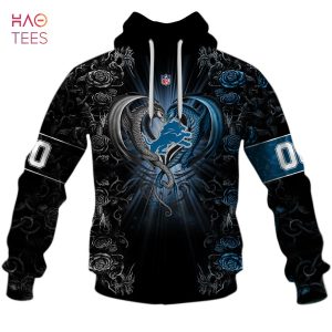 BEST Personalized NFL Rose Dragon Detroit Lions Hoodie