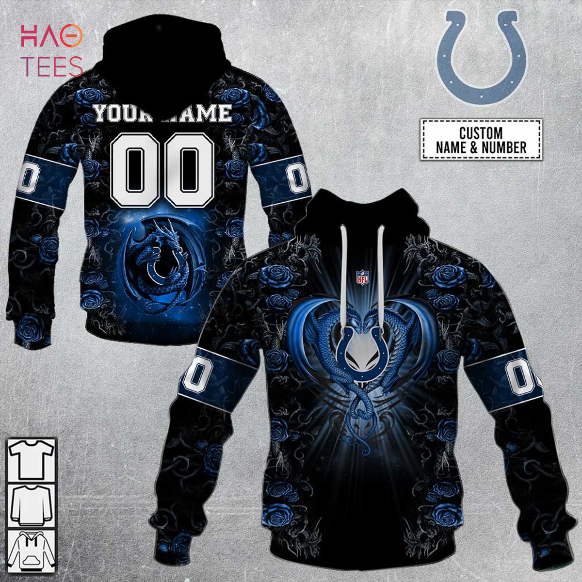 BEST Personalized NFL Rose Dragon Indianapolis Colts Hoodie
