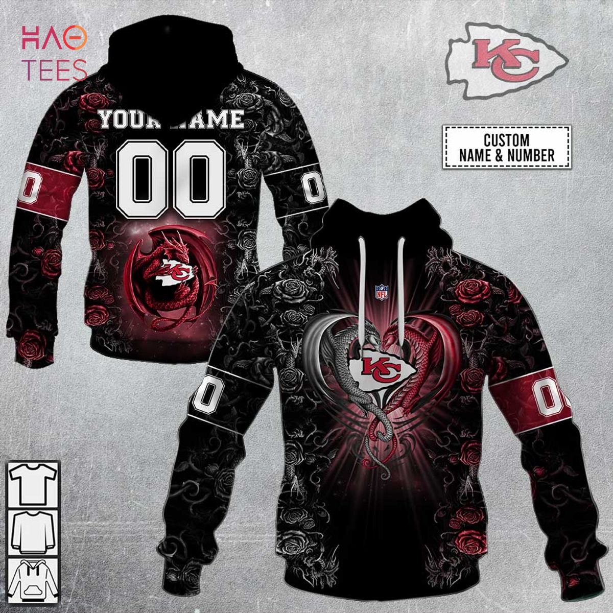 BEST Personalized NFL Rose Dragon Kansas City Chiefs Hoodie