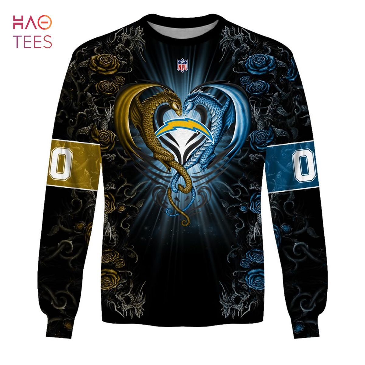 BEST Personalized NFL Rose Dragon Los Angeles Chargers Hoodie BEST Personalized NFL Rose Dragon Los Angeles Chargers Hoodie
