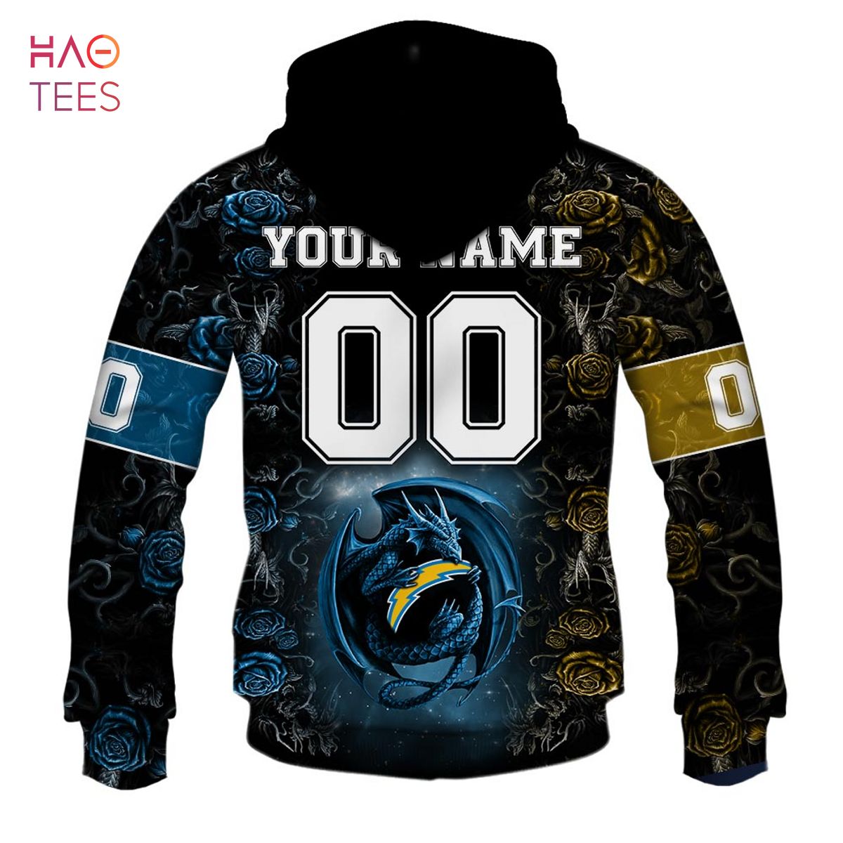 BEST Personalized NFL Rose Dragon Los Angeles Chargers Hoodie BEST Personalized NFL Rose Dragon Los Angeles Chargers Hoodie