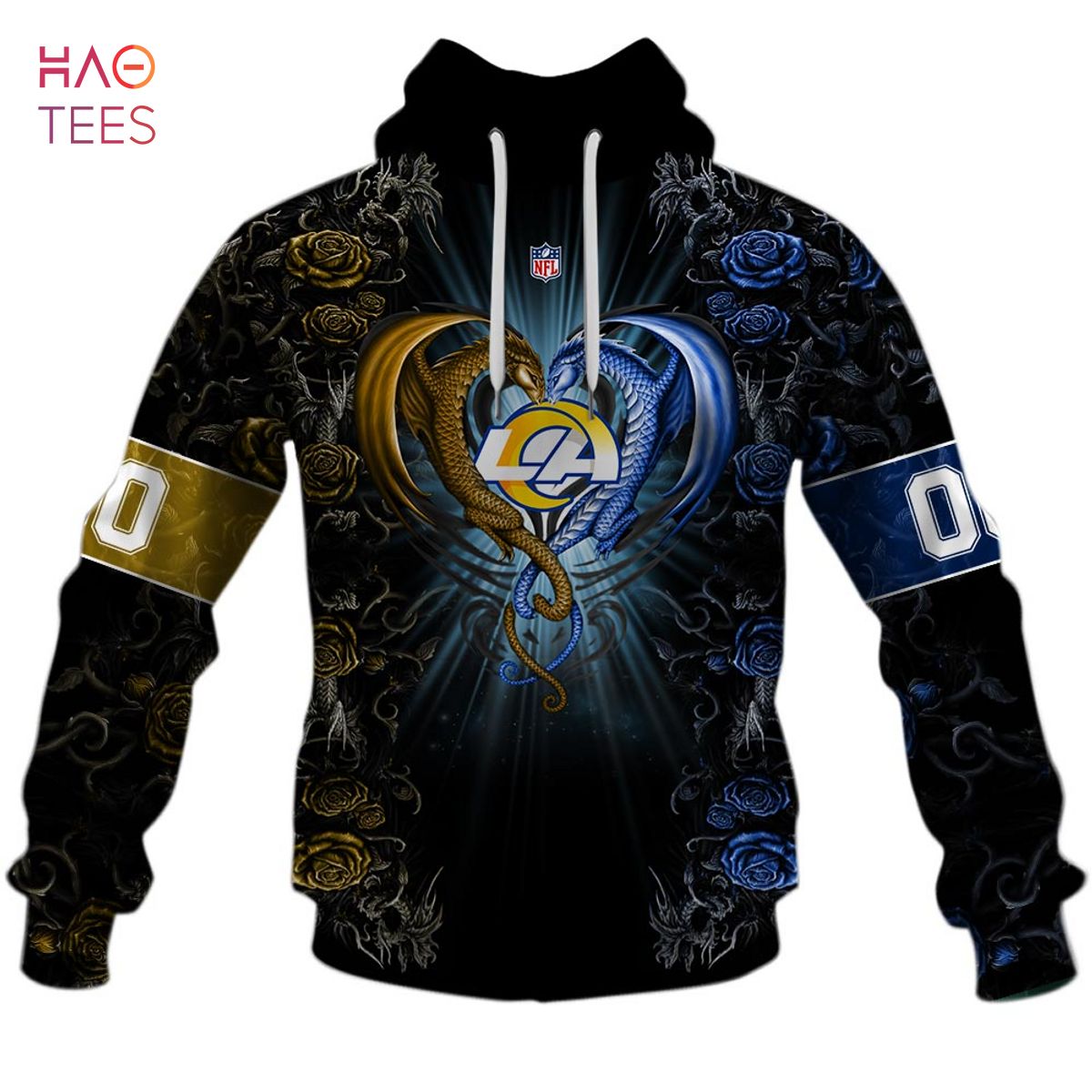 BEST Personalized NFL Rose Dragon Los Angeles Rams Hoodie BEST Personalized NFL Rose Dragon Los Angeles Rams Hoodie