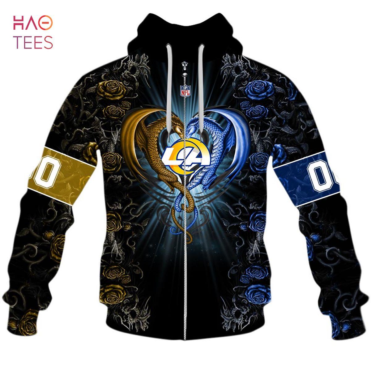 BEST Personalized NFL Rose Dragon Los Angeles Rams Hoodie BEST Personalized NFL Rose Dragon Los Angeles Rams Hoodie
