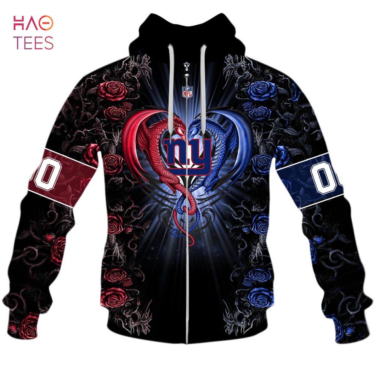 BEST Personalized NFL Rose Dragon New York Giants Hoodie BEST Personalized NFL Rose Dragon New York Giants Hoodie